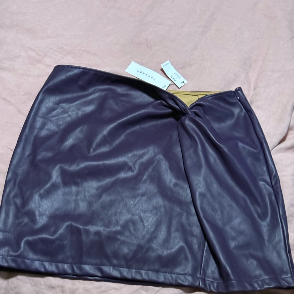 TOPSHOP purple faux leather skirt